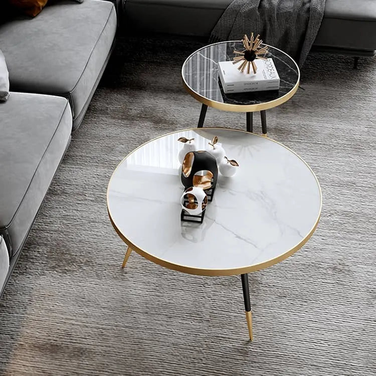 Sleek Marble Coffee Table Set – Elevate Your Living Room Décor with Stylish Elegance fel-1986