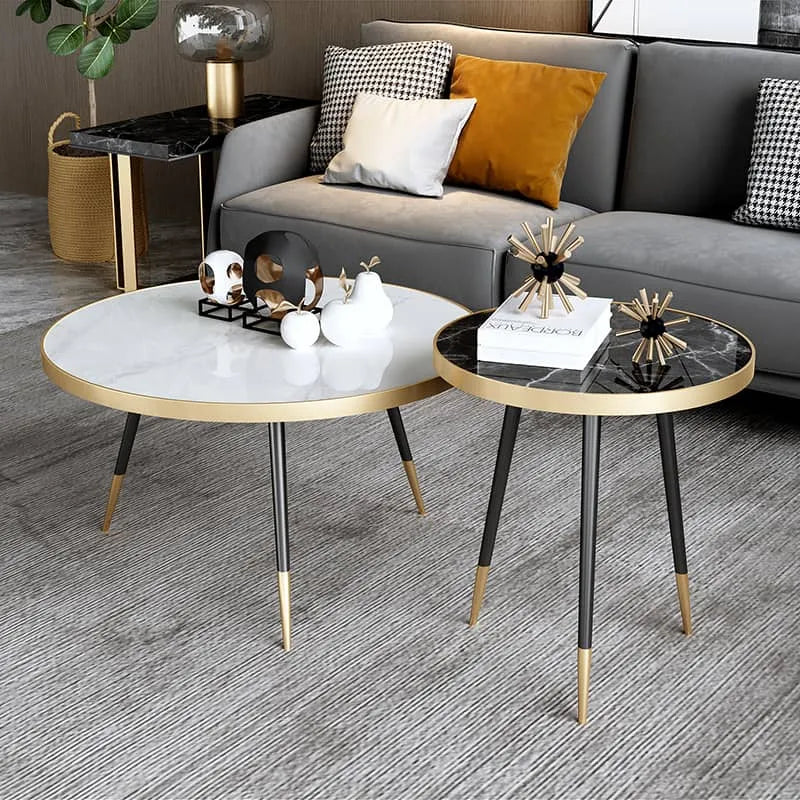 Sleek Marble Coffee Table Set – Elevate Your Living Room Décor with Stylish Elegance fel-1986