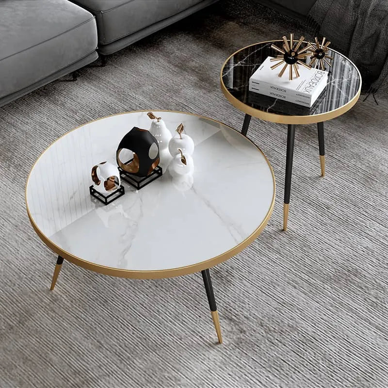 Sleek Marble Coffee Table Set – Elevate Your Living Room Décor with Stylish Elegance fel-1986