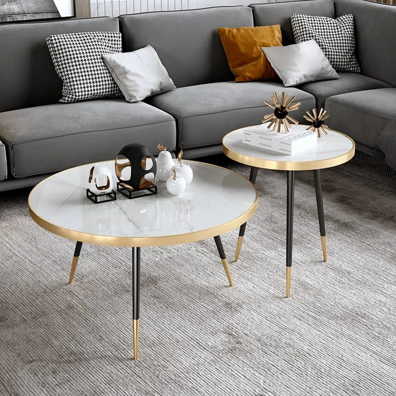 Sleek Marble Coffee Table Set – Elevate Your Living Room Décor with Stylish Elegance fel-1986