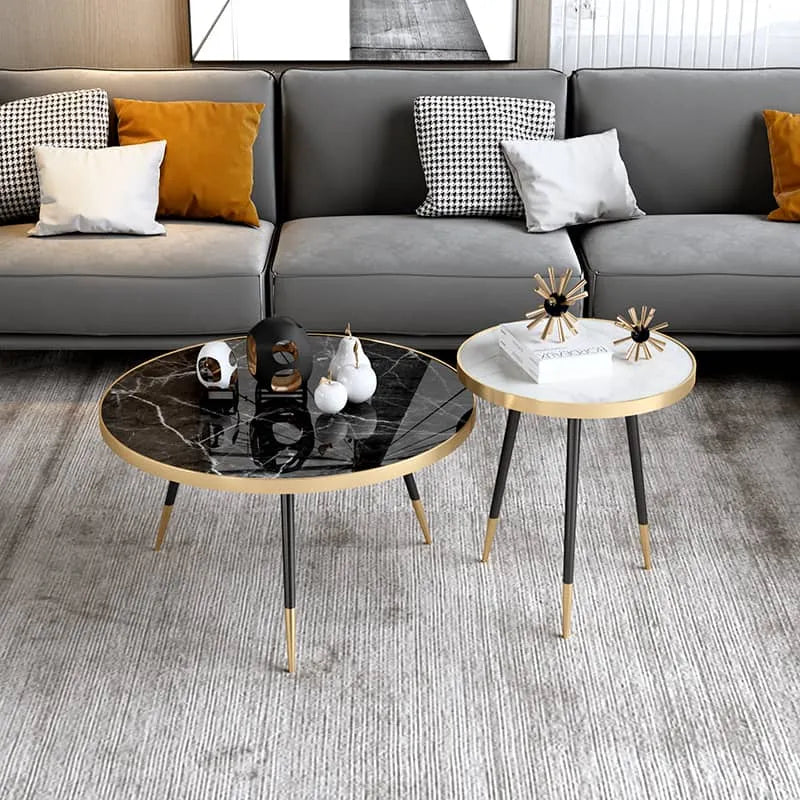 Sleek Marble Coffee Table Set – Elevate Your Living Room Décor with Stylish Elegance fel-1986