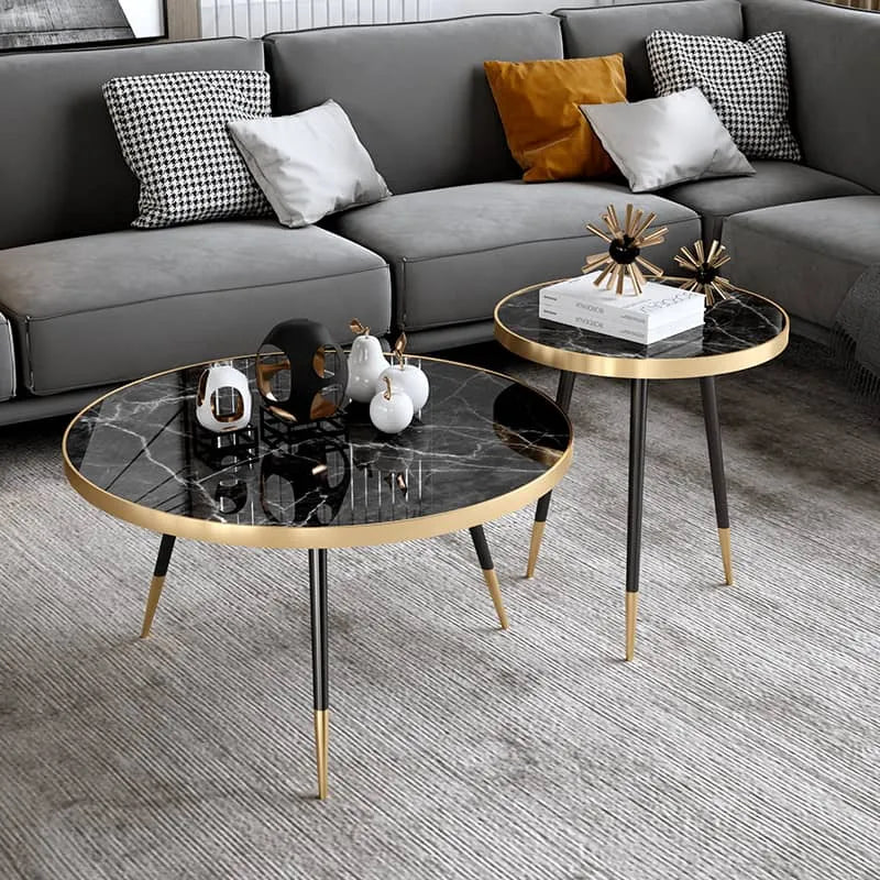 Sleek Marble Coffee Table Set – Elevate Your Living Room Décor with Stylish Elegance fel-1986