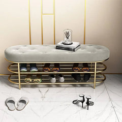 Luxurious Velvet Gold Shoe Storage Bench - Elegant Entryway Seating Solution fel-1987