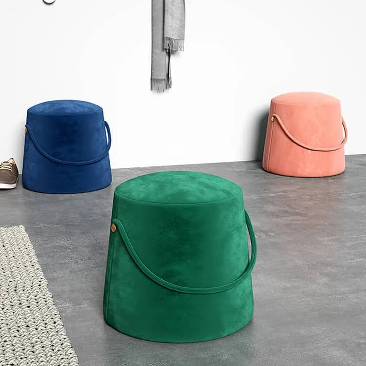 Stylish Cotton Linen Stools with Leather Strap – Perfect for Modern Living Spaces fel-1991