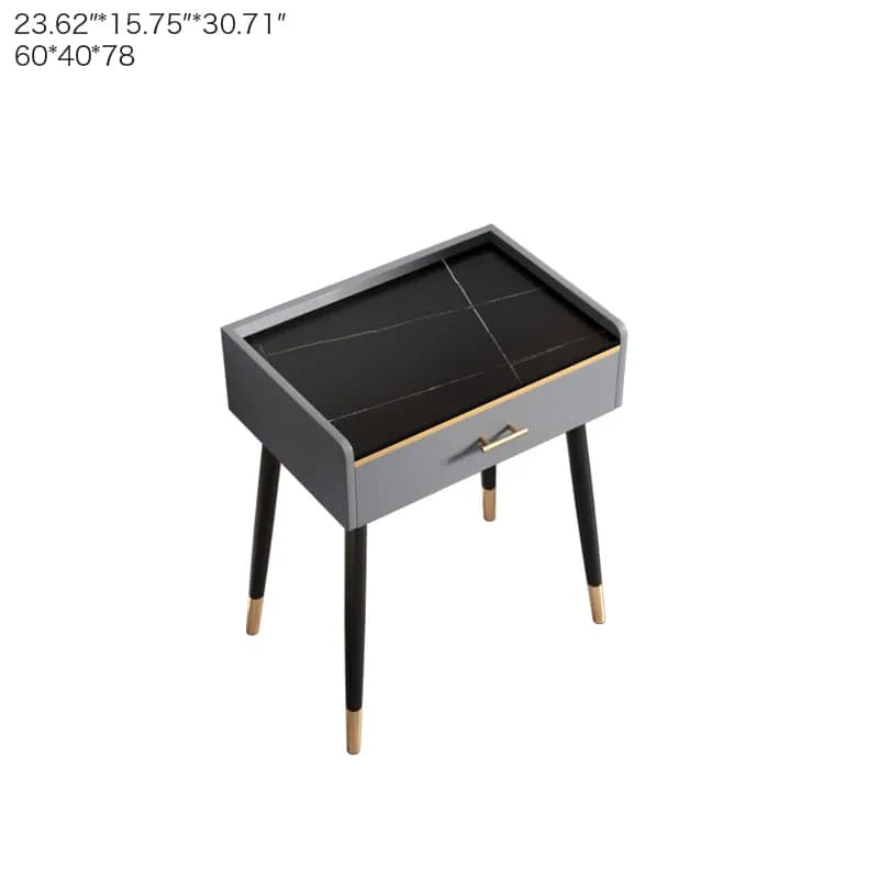 Luxury Sintered Stone & Faux Leather Makeup Table with LED Mirror - Modern Vanity Desk for Elegant Spaces fel-1994