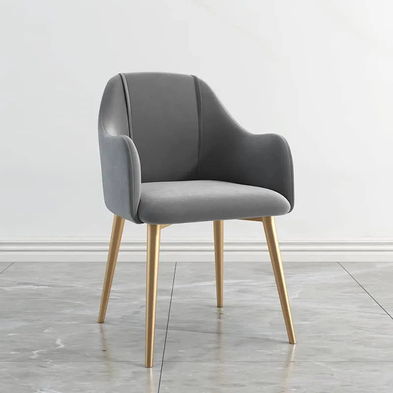 Elegant Gray Upholstered Armchair with Gold Legs - Modern Comfort and Style fel-2002