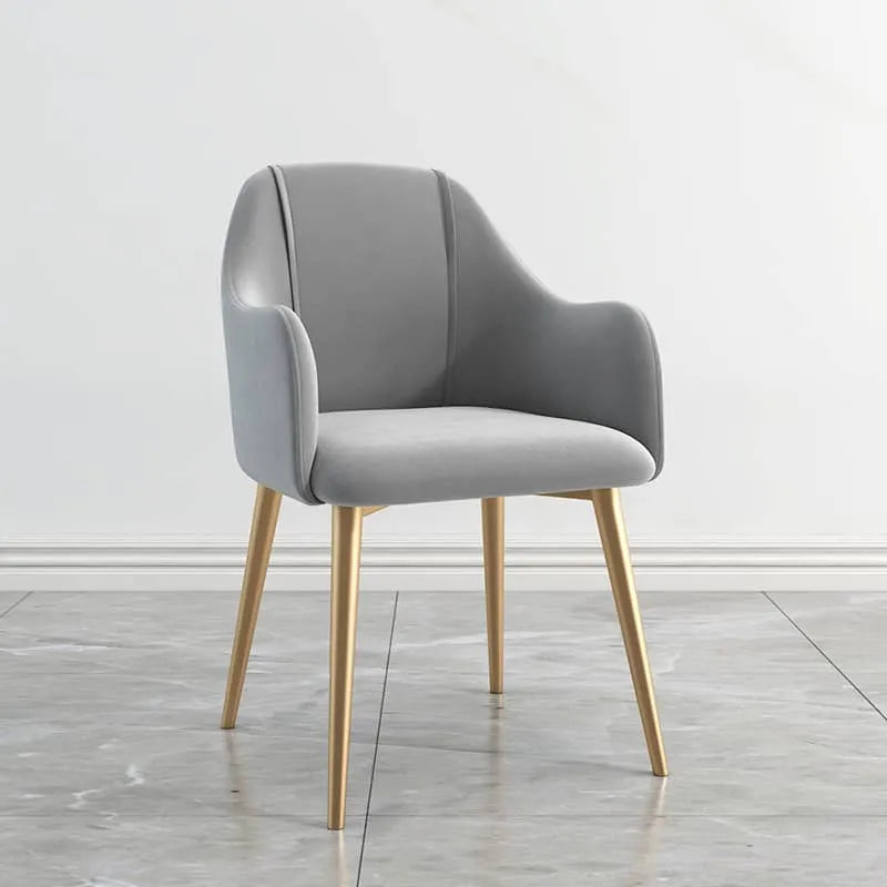 Elegant Gray Upholstered Armchair with Gold Legs - Modern Comfort and Style fel-2002