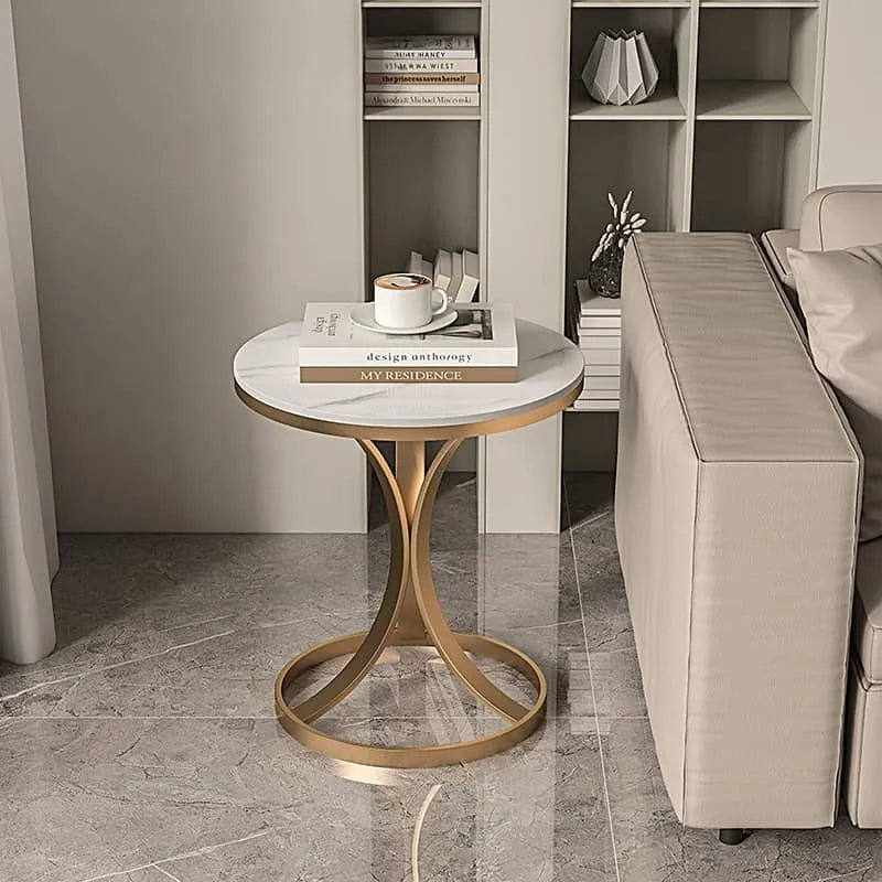 Luxurious Sintered Stone Coffee Table with Elegant Gold Base - Perfect for Modern Living Spaces fel-2006