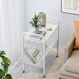 Modern White Rolling Storage Rack with Shelves - Perfect for Home and Office Organization fel-2013