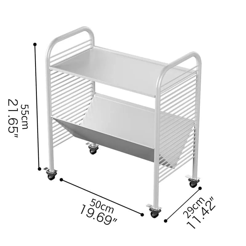 Modern White Rolling Storage Rack with Shelves - Perfect for Home and Office Organization fel-2013