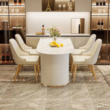 Sleek Sintered Stone Dining Table with Luxurious Faux Leather Chairs for Modern Elegance fel-2021