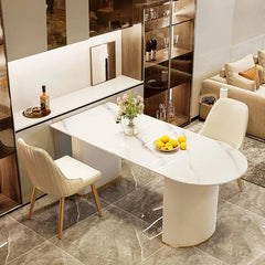 Sleek Sintered Stone Dining Table with Luxurious Faux Leather Chairs for Modern Elegance fel-2021