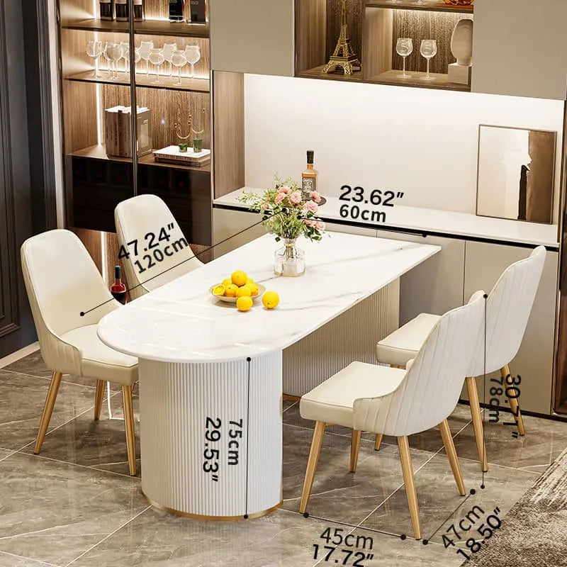 Sleek Sintered Stone Dining Table with Luxurious Faux Leather Chairs for Modern Elegance fel-2021