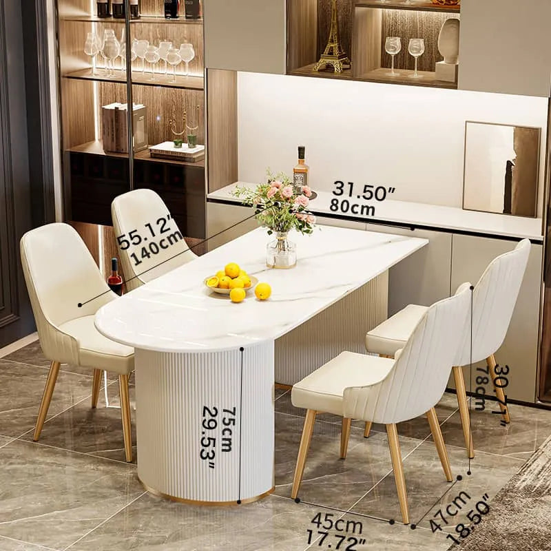 Sleek Sintered Stone Dining Table with Luxurious Faux Leather Chairs for Modern Elegance fel-2021