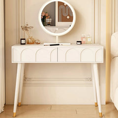 Elegant White Modern Makeup Vanity Table with Mirror and Storage Drawers fel-2022