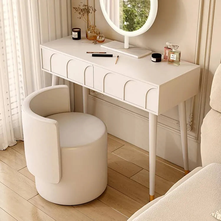 Elegant White Modern Makeup Vanity Table with Mirror and Storage Drawers fel-2022