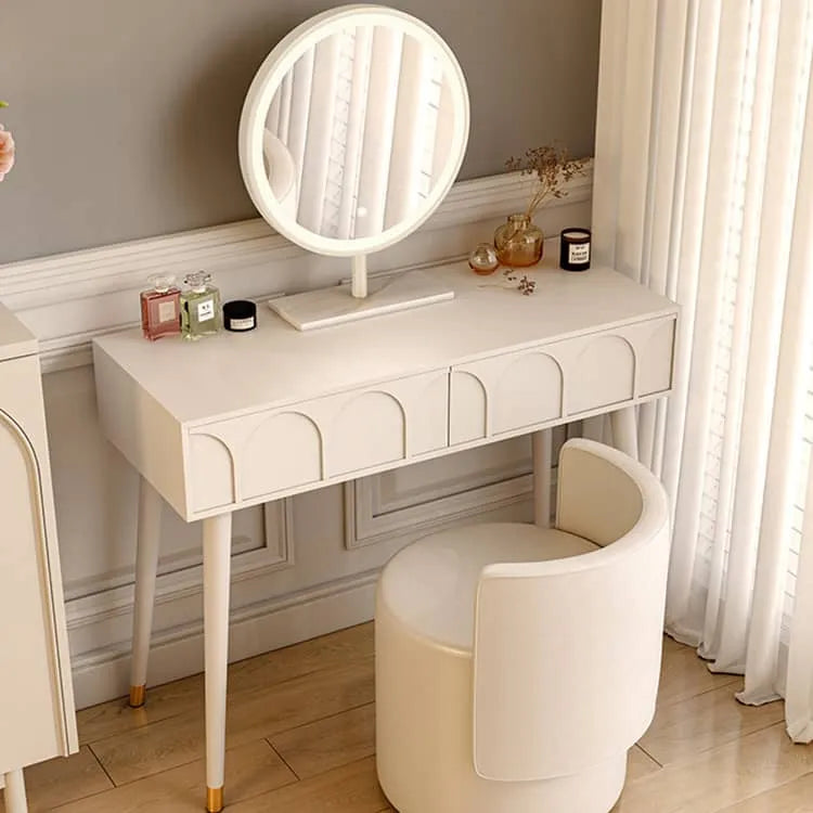 Elegant White Modern Makeup Vanity Table with Mirror and Storage Drawers fel-2022