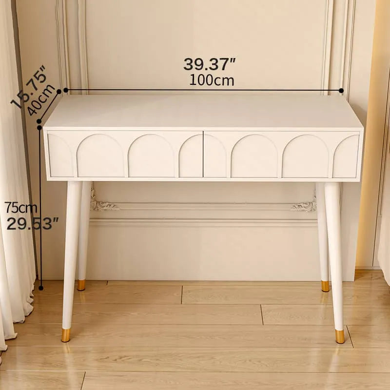 Elegant White Modern Makeup Vanity Table with Mirror and Storage Drawers fel-2022