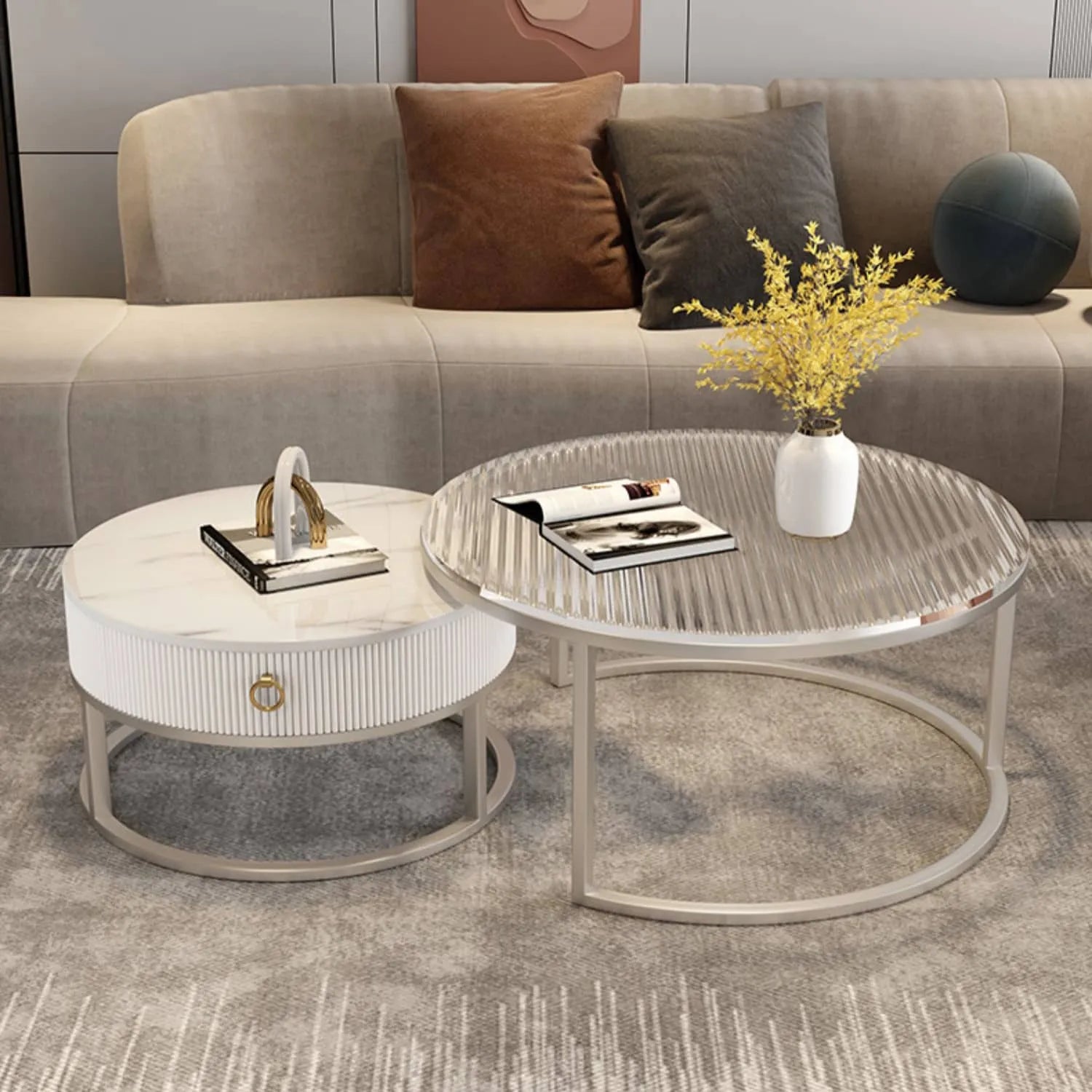 Modern Sintered Stone Glass Coffee Table - Elevate Your Living Room Décor fel-2028