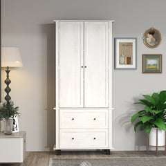 70" Tall Kitchen Pantry Cabinet with 2 Drawers & Shelves, Antique White