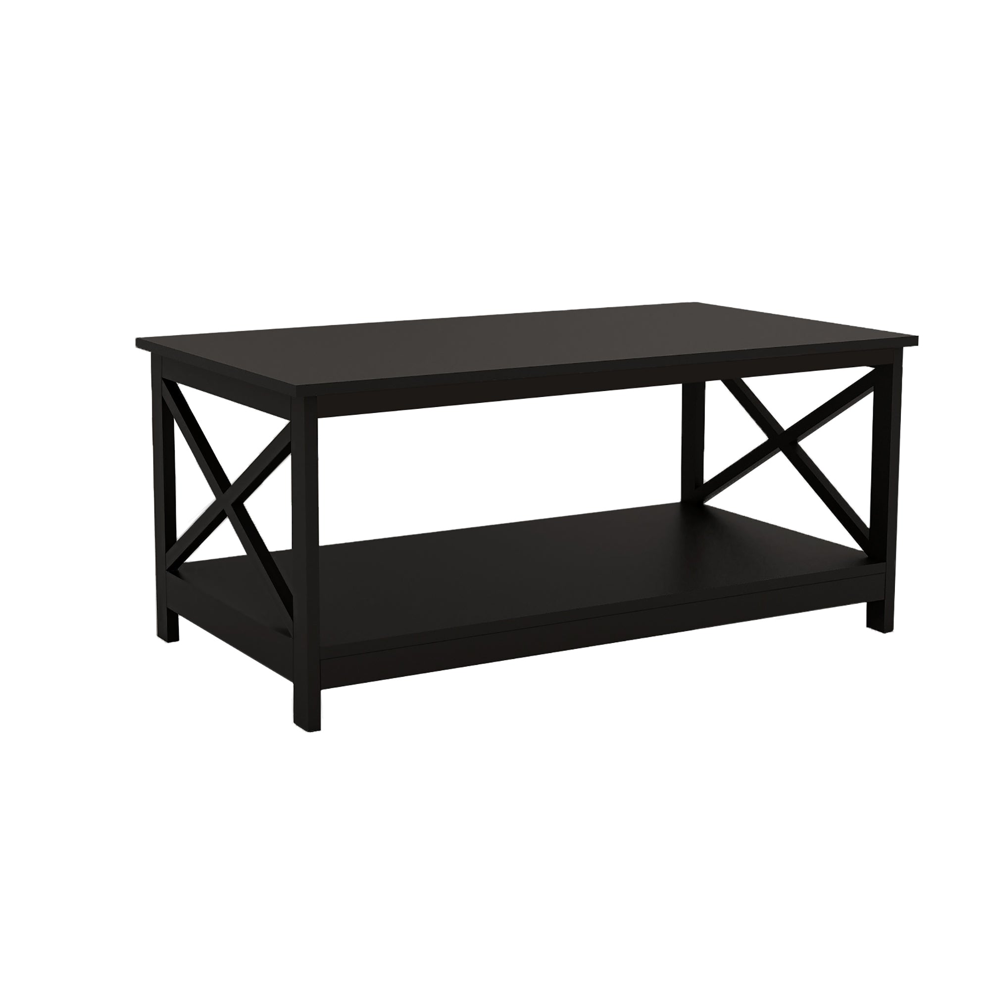 Modern Rectangular Black Coffee Table - Minimalistic Design for Living Room