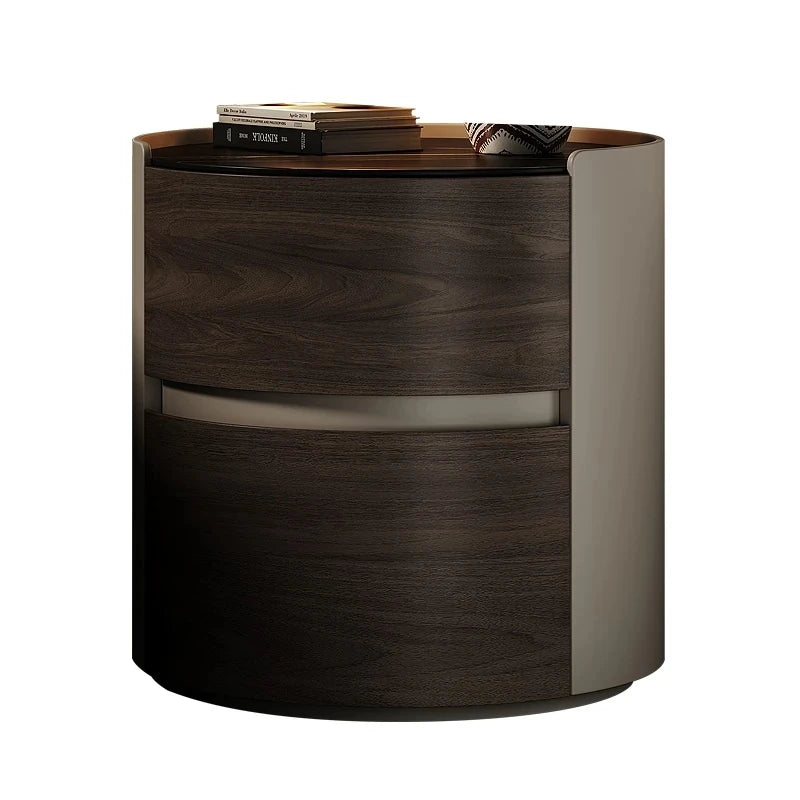 Stylish Modern Bedside Cupboard with Sintered Stone Top & PU Leather Accents - Perfect for Your Bedroom Decor fhx-4573