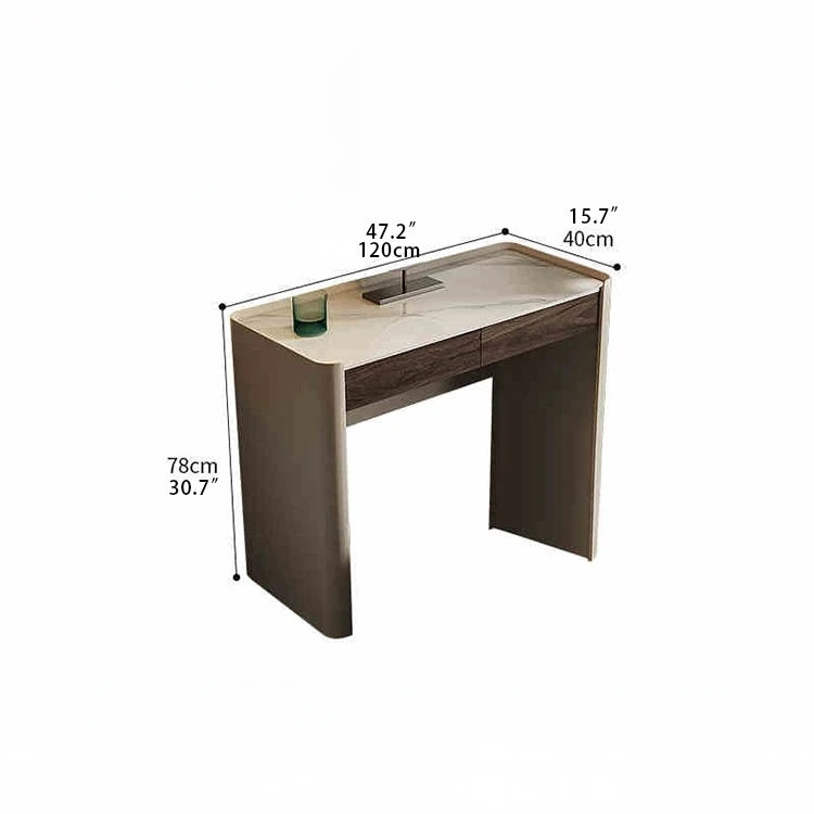 Sleek Makeup Table with Sintered Stone Top and Synthetic Leather Finish – Elegant Vanity Desk for Modern Spaces fhx-4575