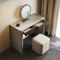 Sleek Makeup Table with Sintered Stone Top and Synthetic Leather Finish – Elegant Vanity Desk for Modern Spaces fhx-4575