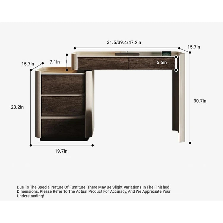 Sleek Makeup Table with Sintered Stone Top and Synthetic Leather Finish – Elegant Vanity Desk for Modern Spaces fhx-4575