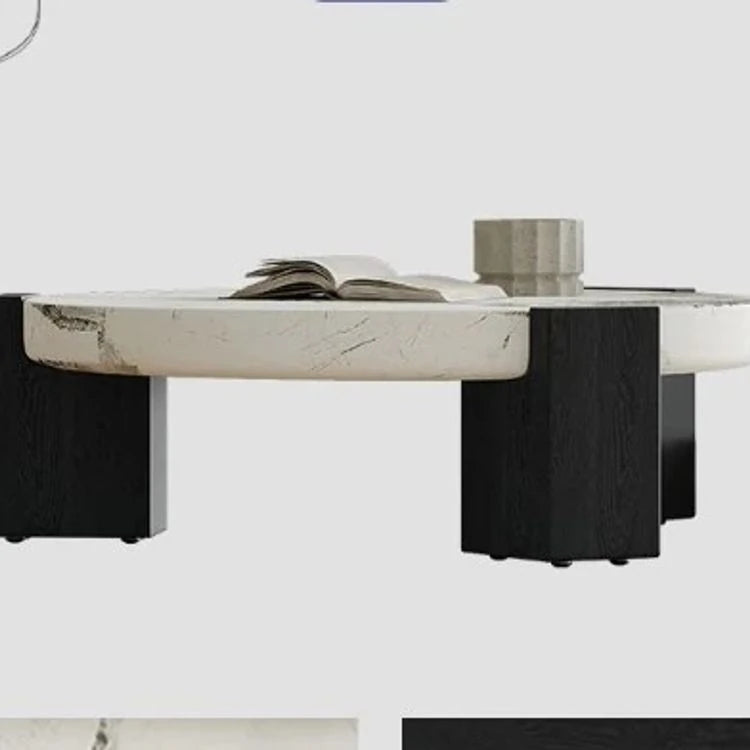Elegant Round Marble Coffee Table with Tempered Glass Top – Stylish Modern Home Furniture fjd-4680