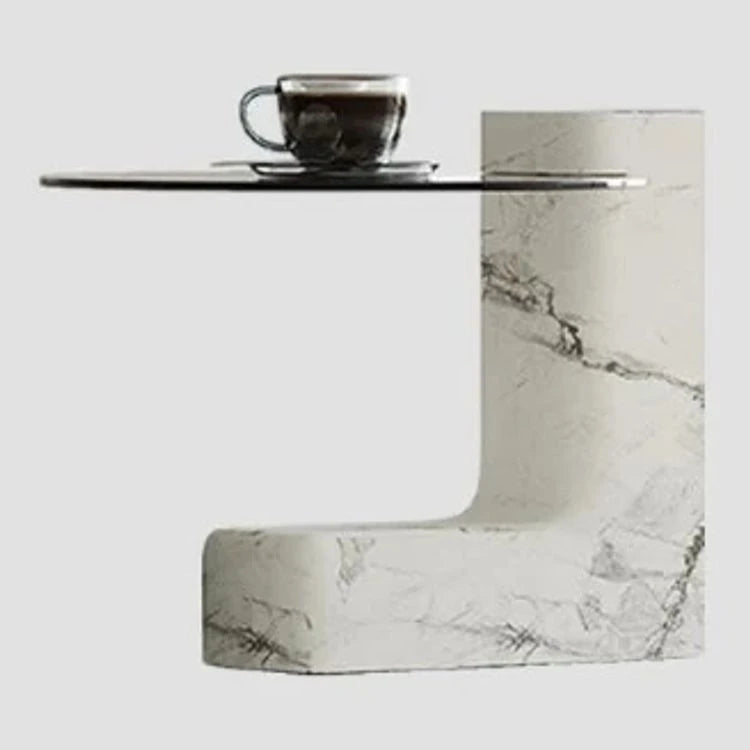 Elegant Round Marble Coffee Table with Tempered Glass Top – Stylish Modern Home Furniture fjd-4680