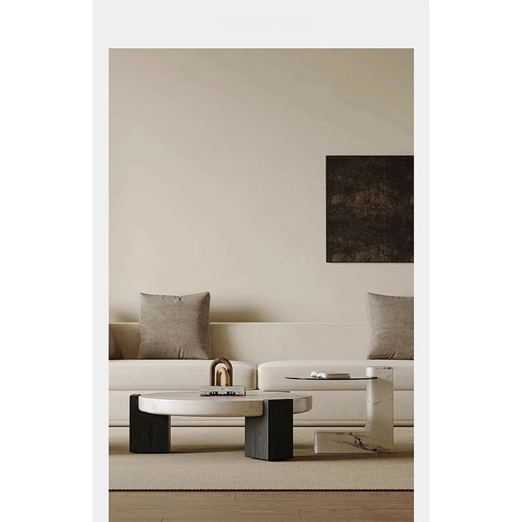Elegant Round Marble Coffee Table with Tempered Glass Top – Stylish Modern Home Furniture fjd-4680