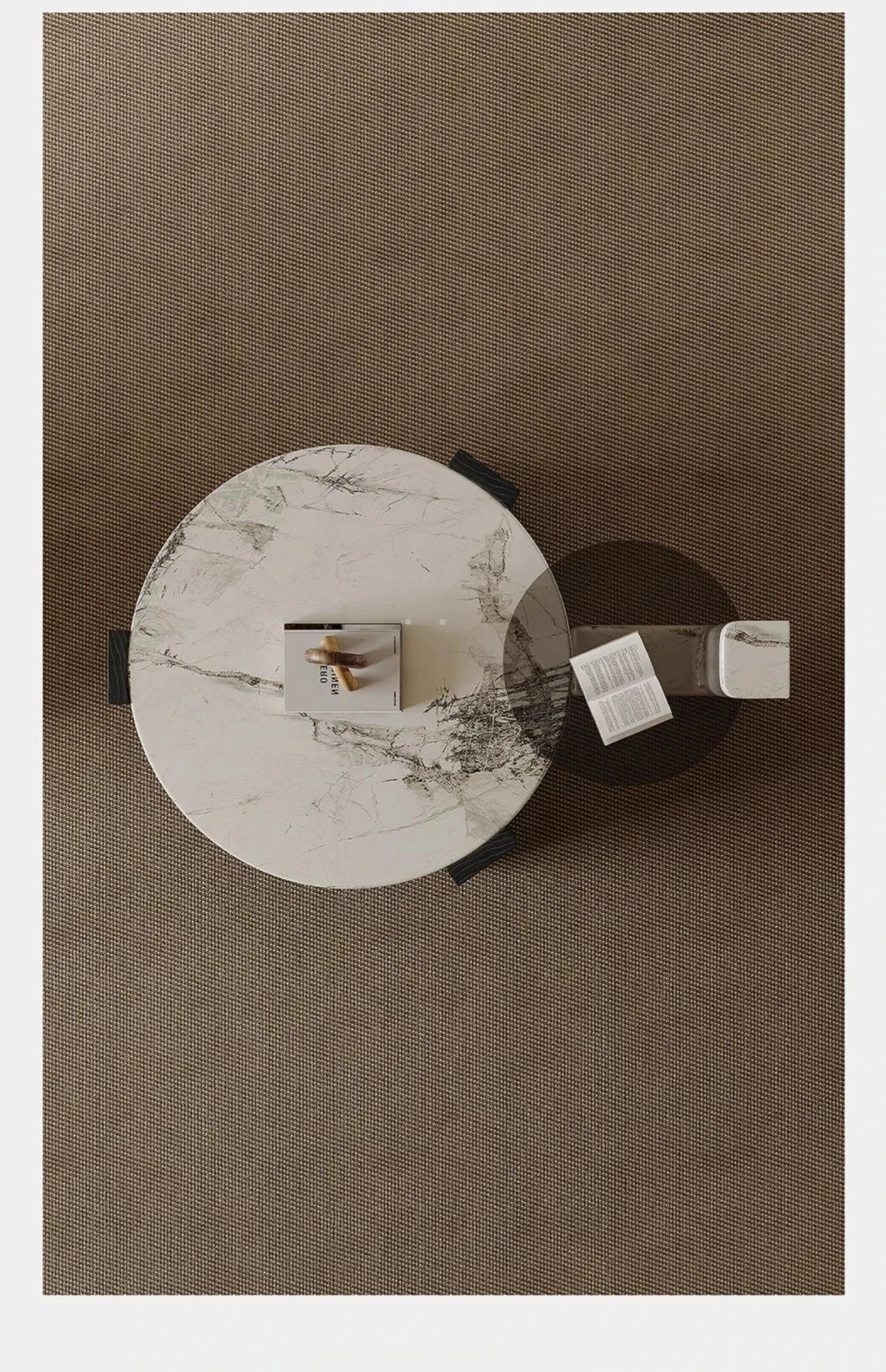 Elegant Round Marble Coffee Table with Tempered Glass Top – Stylish Modern Home Furniture fjd-4680