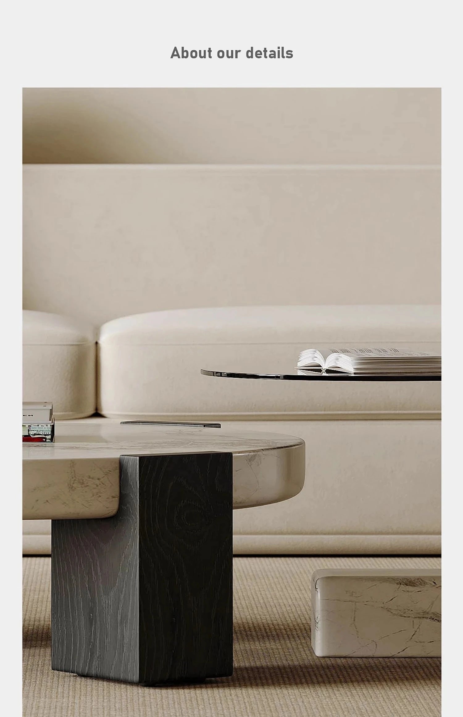 Elegant Round Marble Coffee Table with Tempered Glass Top – Stylish Modern Home Furniture fjd-4680