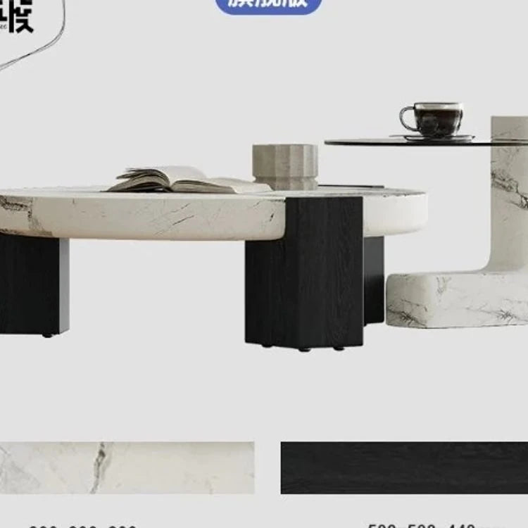 Elegant Round Marble Coffee Table with Tempered Glass Top – Stylish Modern Home Furniture fjd-4680