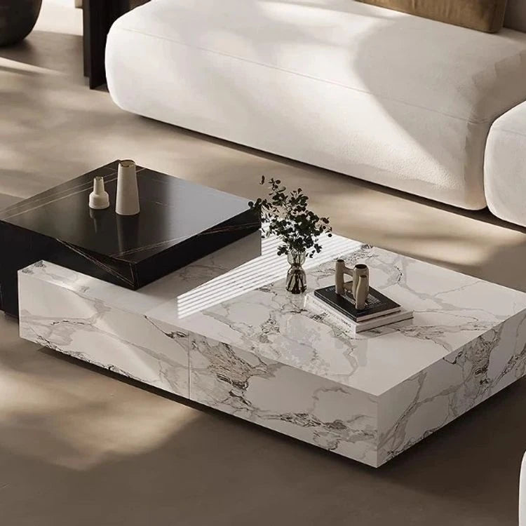 Stylish Sintered Stone Pine Coffee Table - Modern Design with Elegant Marble Finish fjd-4681