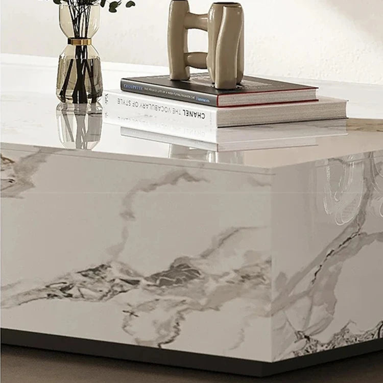 Stylish Sintered Stone Pine Coffee Table - Modern Design with Elegant Marble Finish fjd-4681