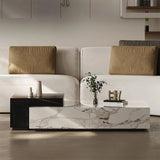 Stylish Stone Pine Coffee Table with Elegant Marble Finish – Modern Living Room Centerpiece fjd-4683