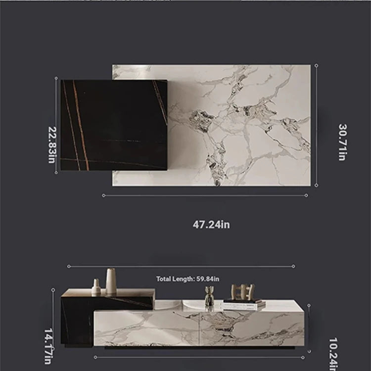 Stylish Stone Pine Coffee Table with Elegant Marble Finish – Modern Living Room Centerpiece fjd-4683