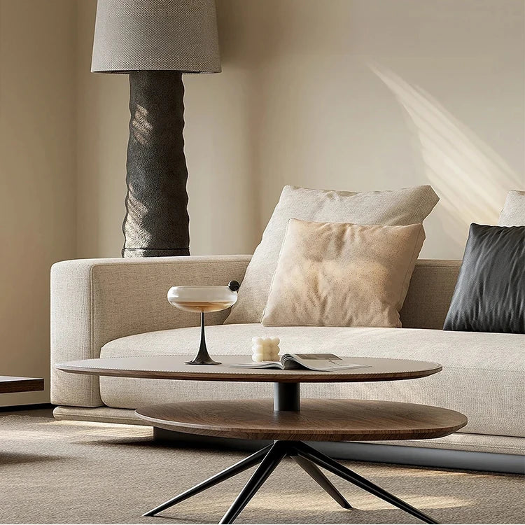 Modern Synthetic Leather Coffee Table with Stylish Dual-Tier Design and Metal Base - Perfect for Living Room Décor fjd-4684