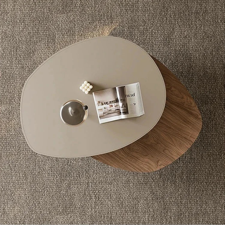 Modern Synthetic Leather Coffee Table with Stylish Dual-Tier Design and Metal Base - Perfect for Living Room Décor fjd-4684