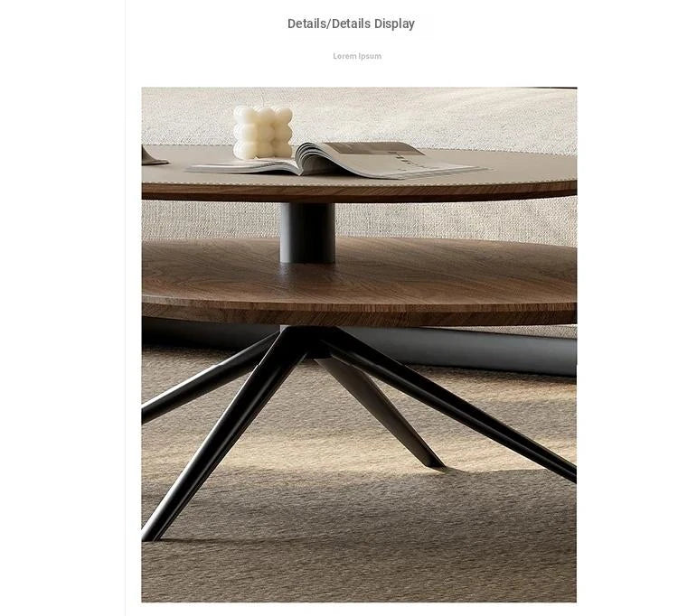 Modern Synthetic Leather Coffee Table with Stylish Dual-Tier Design and Metal Base - Perfect for Living Room Décor fjd-4684