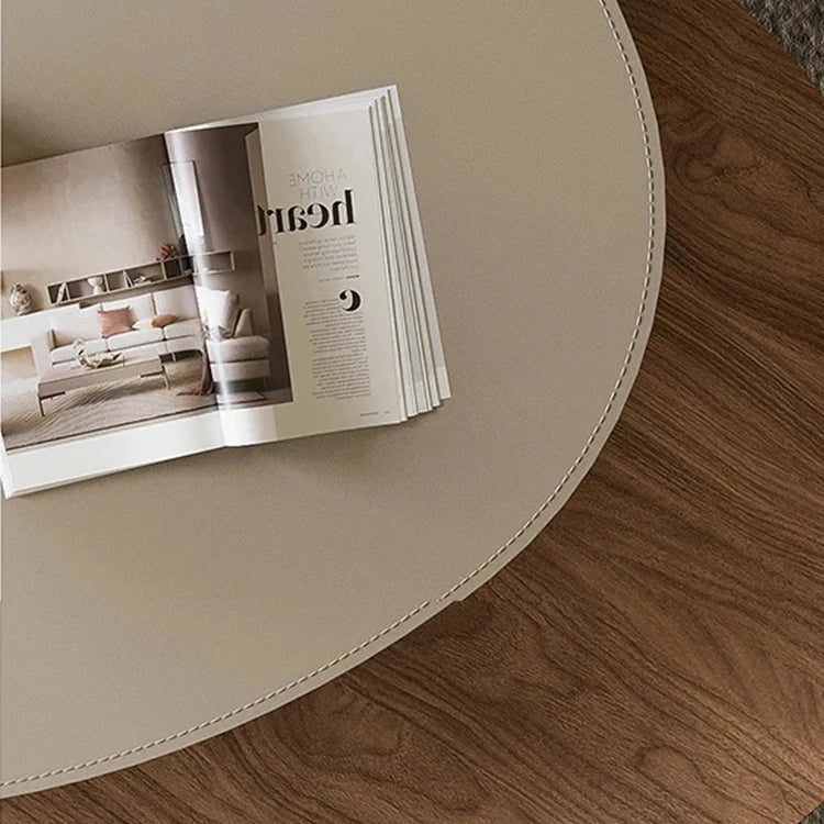 Modern Synthetic Leather Coffee Table with Stylish Dual-Tier Design and Metal Base - Perfect for Living Room Décor fjd-4684