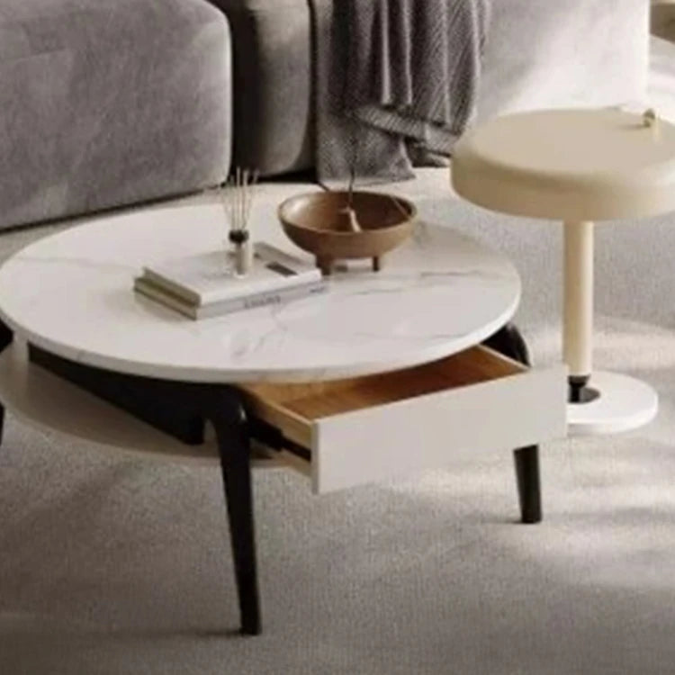 Stylish Marble and Pine Coffee Table - Modern Density Board Design for Chic Living Spaces fjd-4685