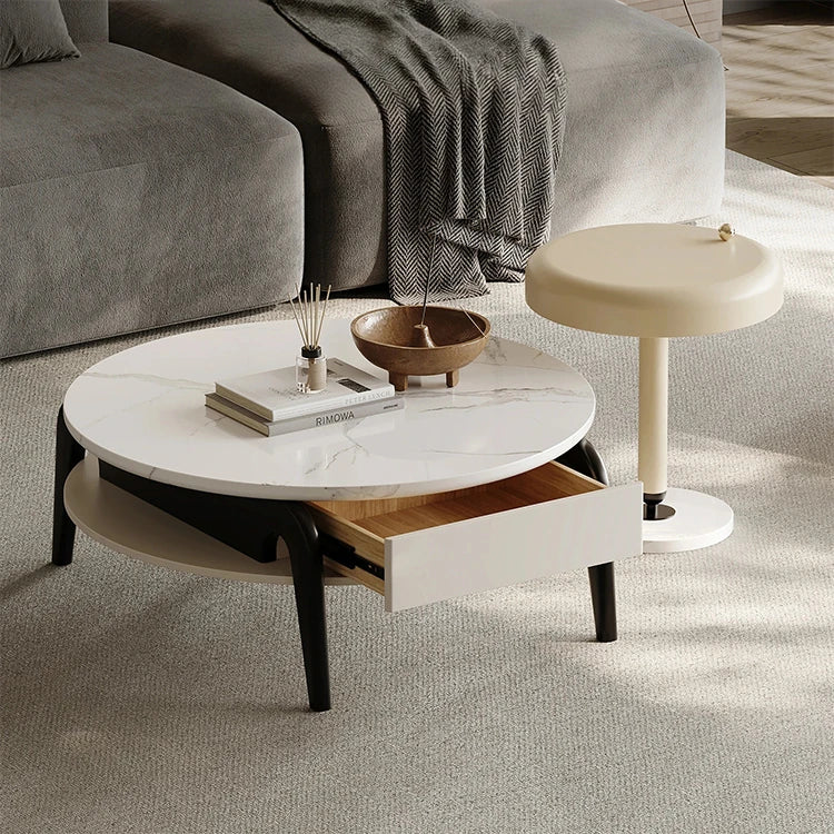 Stylish Marble and Pine Coffee Table - Modern Density Board Design for Chic Living Spaces fjd-4685