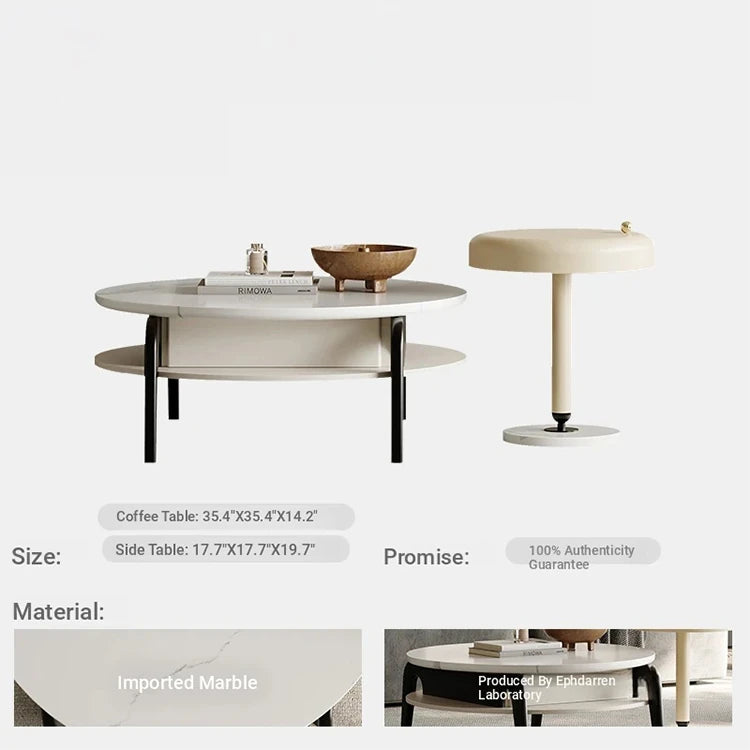 Stylish Marble and Pine Coffee Table - Modern Density Board Design for Chic Living Spaces fjd-4685