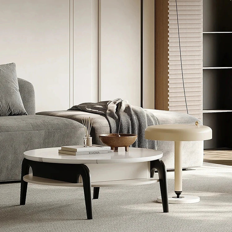 Stylish Marble and Pine Coffee Table - Modern Density Board Design for Chic Living Spaces fjd-4685
