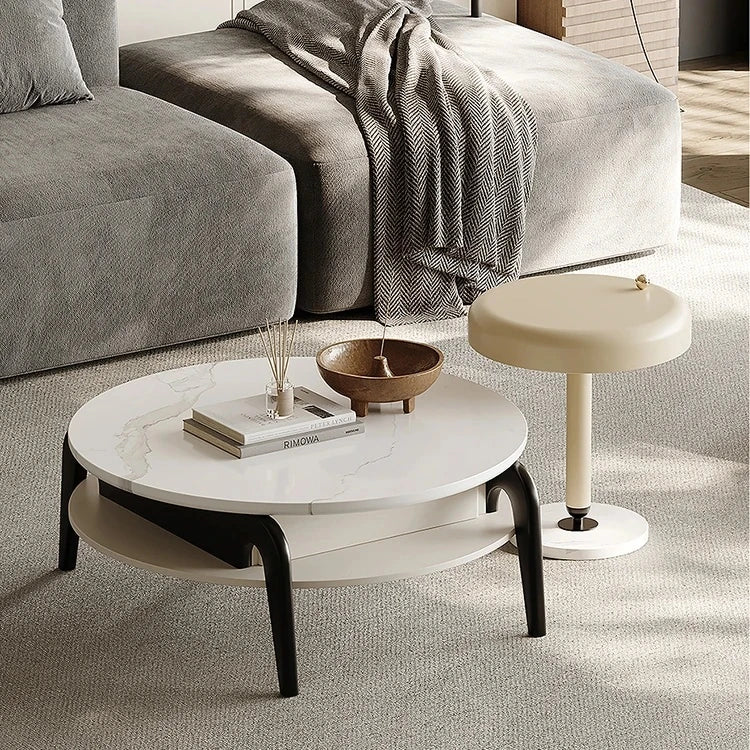 Stylish Marble and Pine Coffee Table - Modern Density Board Design for Chic Living Spaces fjd-4685