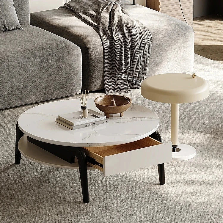 Stylish Marble and Pine Coffee Table - Modern Density Board Design for Chic Living Spaces fjd-4685