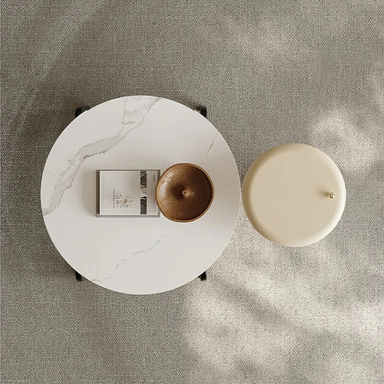 Stylish Marble and Pine Coffee Table - Modern Density Board Design for Chic Living Spaces fjd-4685